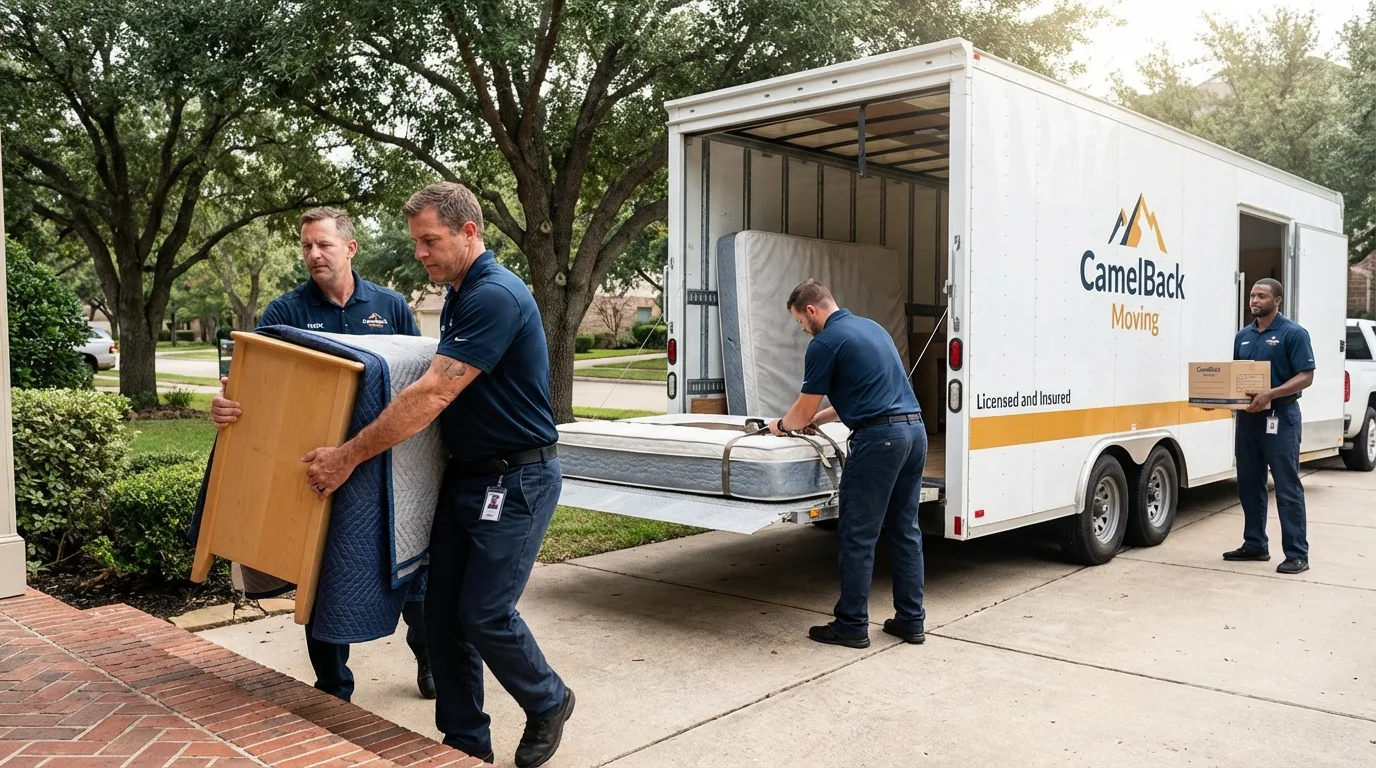 Crew loading residential truck for cross-state move from Wantagh, NY